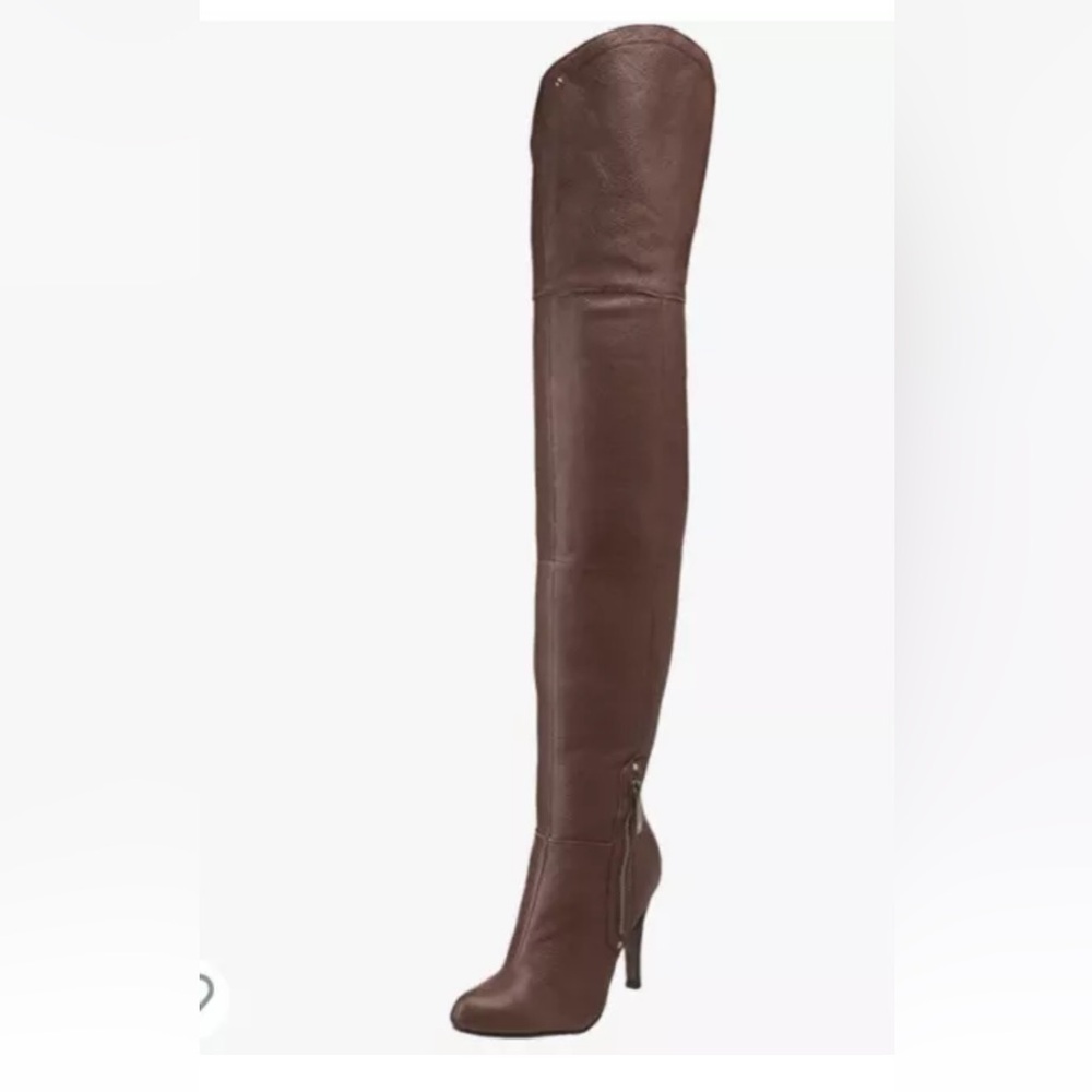 Report “Natasha” Brown Leather Thigh High Boots, Sz 9